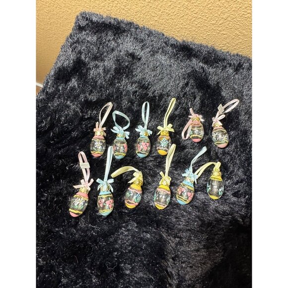 Set Of 12 Midwest Glass Hand-Painted Easter Egg Ornaments With Ribbon Hangers - Picture 2 of 10